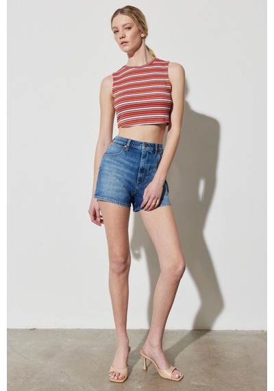 Lee Wrangler Regular Fit Normal Kesim Bisiklet Yaka Kolsuz Çizgili Crop Bluz Renkli