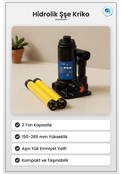 Hidrolik Şişe Kriko 2 Ton /285 Mm Oto Araç Lastik Değişimi Kaldır