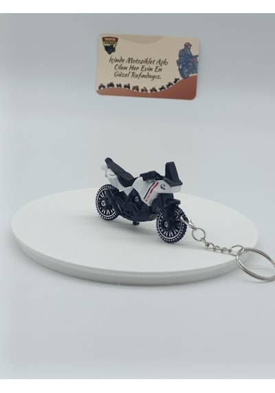 Adventure Motosiklet Metal Anahtarlık Beyaz - Diecast Macera Motoru Figürü