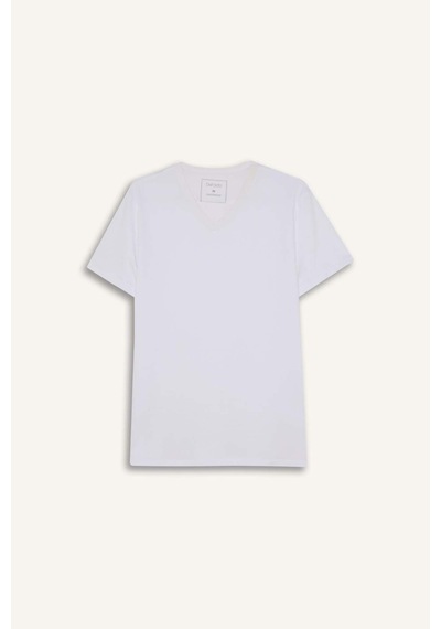DeFacto Slim Fit Dar Kesim V Yaka Basic Düz Beyaz Fanila Üst L4884AZ24WNWT34