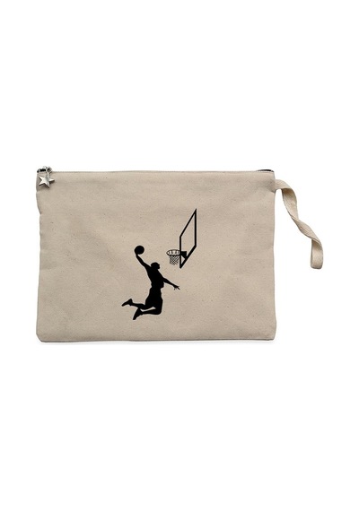 Basketball Smack Silhouette Krem Clutch Cüzdan / El Çantası Krem