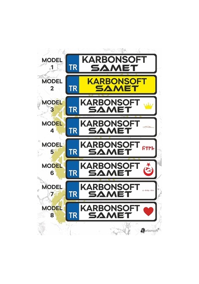 Karbonsoft Kişiye Özel Ahşap Dekor Plaka, Araba Plaka, Isimli Plaka, Cam Önü Plakası, Aksesuar Plaka Karbonnm500