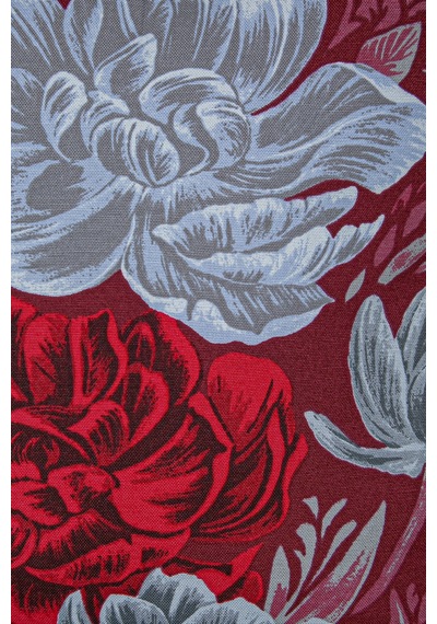 Çiçekli Kırlent Kılıfı Kırmızı 43x43 Kırmızı