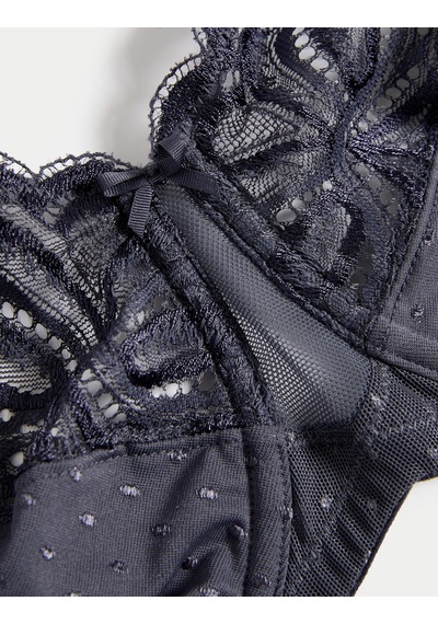 Marks & Spencer Dantelli Balenli Minimizer Sütyen T33005803 Lacivert