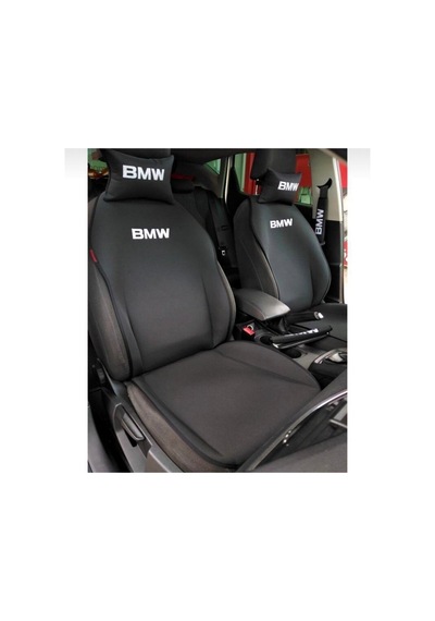 Bwm Nakışlı Ön İkili Oto Koltuk Minderi 2 Adet Boyun Yastığı 2 Ad