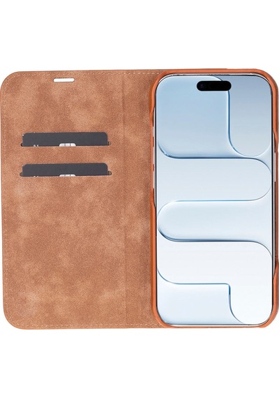 Bloomcase Sonat Urban Tan Hakiki Deri Apple Uyumlu iPhone 17 6.3" Folio Kılıfı Taba