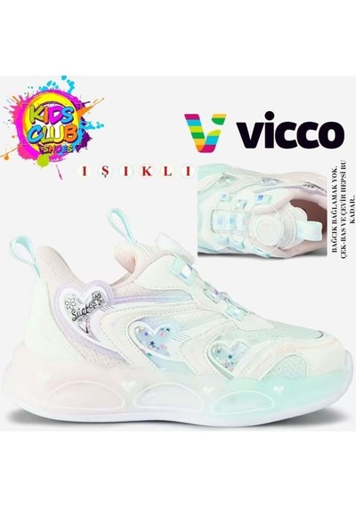 Vicco Benetti 346.b26y.155-11 Kız Çocuk Işıklı Spor Ayakkabı Beyaz 24-28