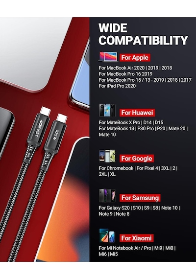 Usb-c To Usb-c 2 Metre Kablo 5a -100w Güç Pps 2.0 - Super Hızlı Şarj - Apple Uyumlu Type-c Şarj Data Kablosu - C4-03