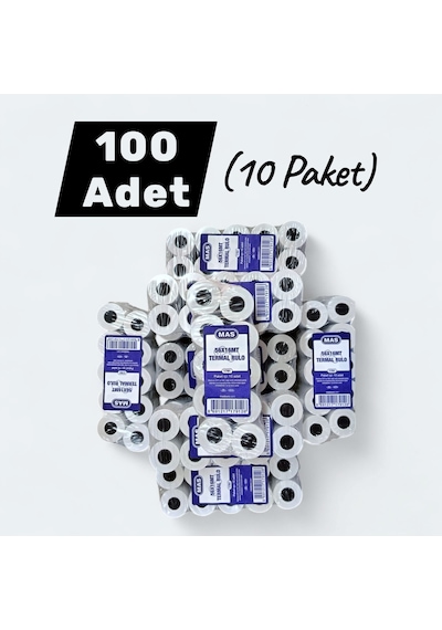 Mas 56x16 Termal Rulo Yazar Kasa Pos Kağıdı 16 Metre 100 Adet 10 Paket