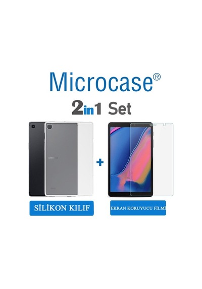 Samsung Uyumlu Tab A 8 T290 T295 T297 Silikon Kılıf Şefaf+Ekran Koruma