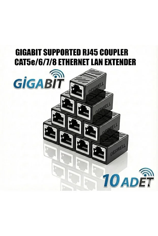 10 Adet Gigabit Destekli Rj45 Dişi Dişi Cat5/6/7/8 Ethernet Lan Ağı Birleştirici Aparatı 10pcs Internet Kablo Uzatıcı