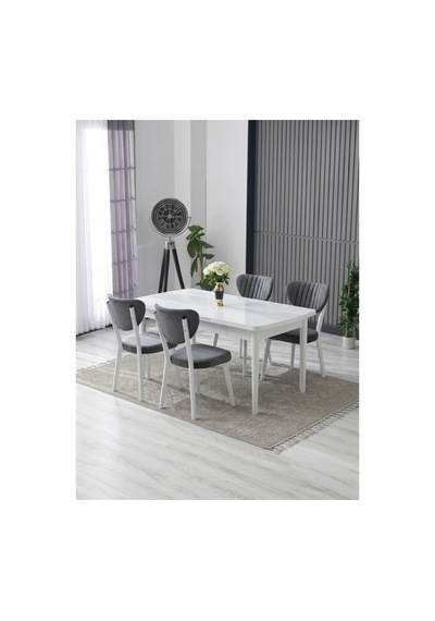 70x110 Sabit Masa Ve 4 Adet Elma Sandalye Gri Gri 70x110 Sabit Masa Ve 4 Adet Elma Sandalye Gri Gri