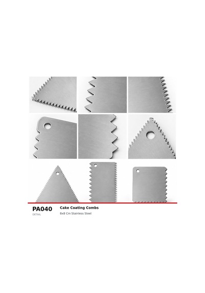 Fida Metal Pasta Dekor Tarağı, Pasta Sıvama Tarağı Kare - 3 Adet Gümüş