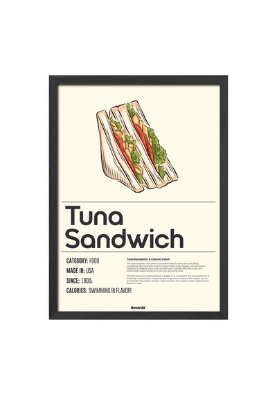 Tuna Sandwich Ahşap Çerçeveli Poster, Dekoratif Mutfak Duvar Tablosu