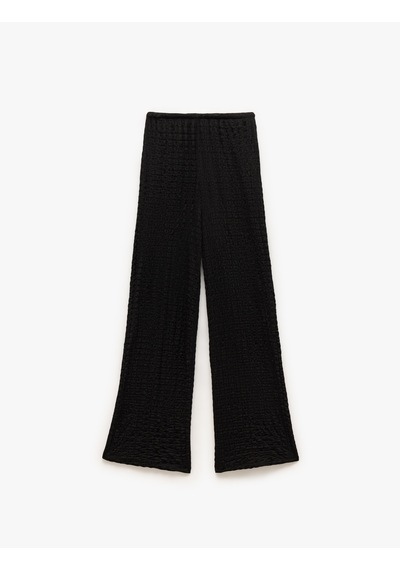 Koton Beli Bağlamalı Dokulu Bol Düz Paça Pantolon Siyah 5sak40001ek Siyah Koton Beli Bağlamalı Dokulu Bol Düz Paça Pantolon Siyah 5sak40001ek Siyah