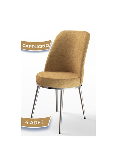 Canisa Concept Dexa Serisi Cappucino Renk 4 Adet Sandalye, Renk Cappucino, Ayaklar Krom Cappuccino