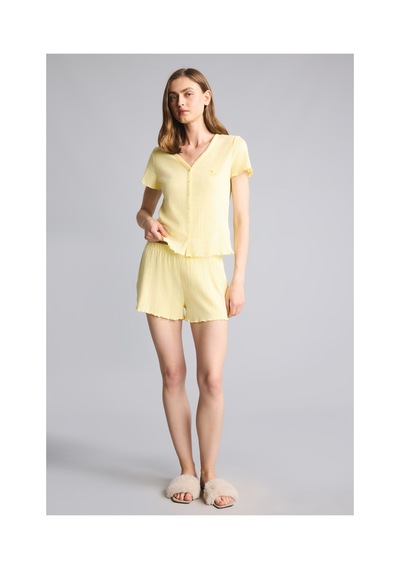 Defacto Regular Fıt Kısa Kollu Pijama Takımı H7072ax26smyl83 Sarı-yl83