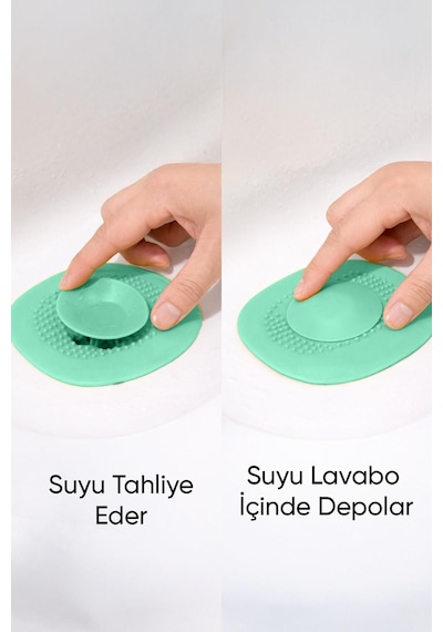 Koyu Mavi Gider Koku Önleyici Kademeli Silikon Lavabo Tıkacı Banyo Mutfak 10x10.5 Cm Yeşil