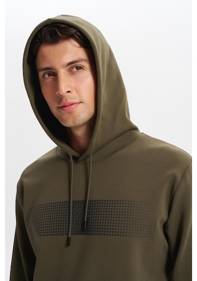 AR-MA Arma Erkek Slim Fit Baskılı Kapüşonlu Kanguru Cepli Interlok Sweatshirt %80 Pamuk %14 Polyester %6 Elastane K30254685202 Haki