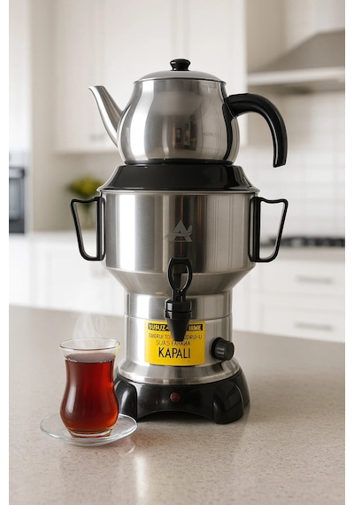 Armağan Klasik Elektrikli Semaver - 6 Litre - Gizli Rezistans - 430 Kalite Paslanmaz Çelik - Model 366450701061