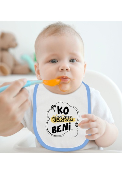 BK Kids Ko Verun Beni Tasarımlı Mavi Bebek Mama Önlüğü-1
