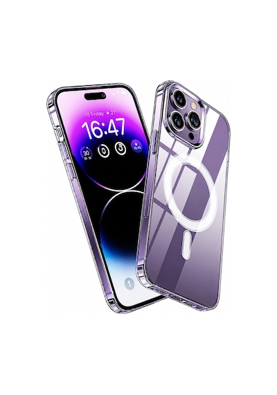 İphone 14 Pro Max Uyumlu Yumuşak Magsafe Kablosuz Şarj Destekli Şeffaf Kılıf Kamera İçin Yükseltilmiş Çerçeve