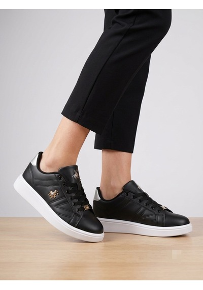 Hayo Rebeca Kadın Düz Taban Demir Aksesuarlı Rahat Konforlu Sneaker Ayakkabı Siyah - Gümüş Hayo Rebeca Kadın Düz Taban Demir Aksesuarlı Rahat Konforlu Sneaker Ayakkabı Siyah - Gümüş