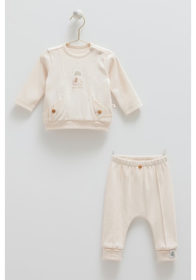 Caramell Good Baby Cep Detaylı Alt Üst Takım Bej