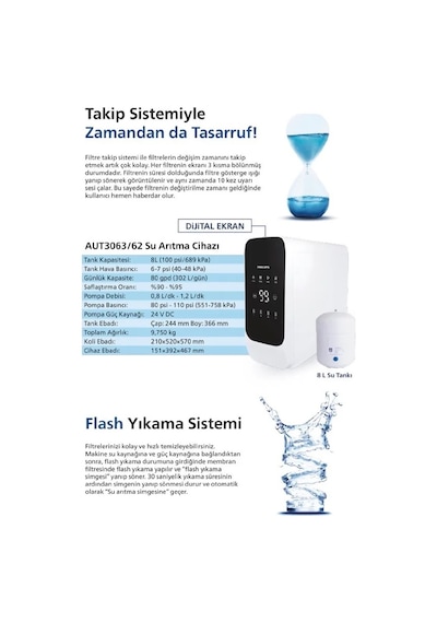 Philips AUT3063/62 Dijital Pompalı Su Arıtma Cihazı