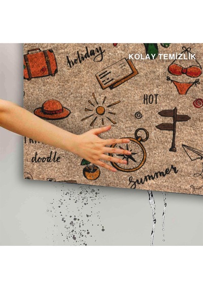 Dekoratif Kapı Önü Paspası - Kaymaz Taban 156 Çok Renkli