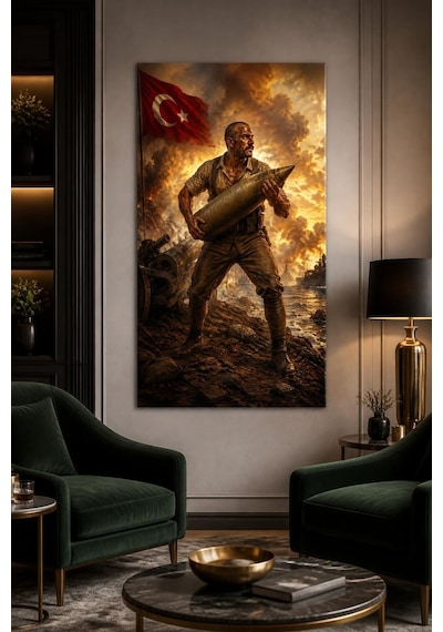 Türk Askeri Temalı Baskılı Cam Tablo Uv Baskı Dekoratif Duvar Tablosu