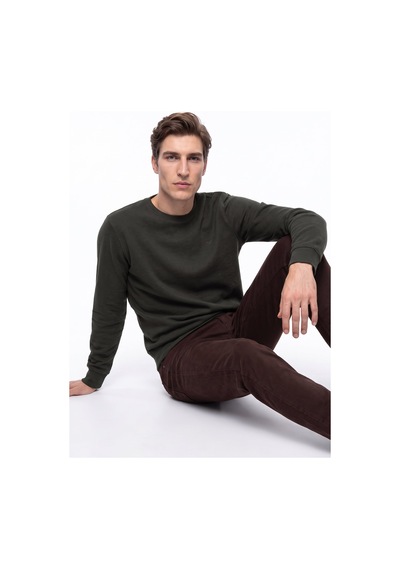 Mustang Haki Erkek Basic Nakışlı Sweatshirt M6wm-swt1590