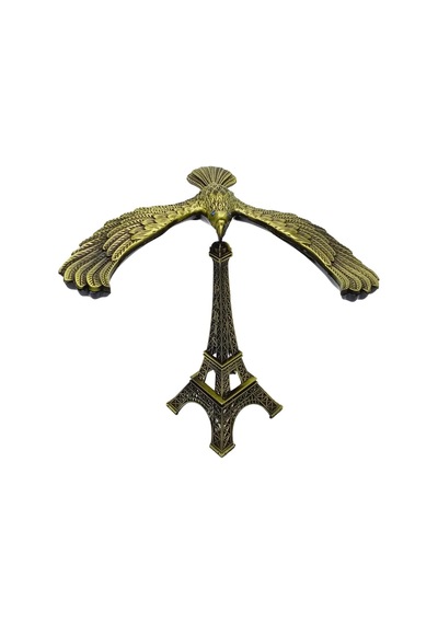 Vintage Metal Dengeli Kartal Ve Eyfel Kulesi Bronz 12x10 Cm