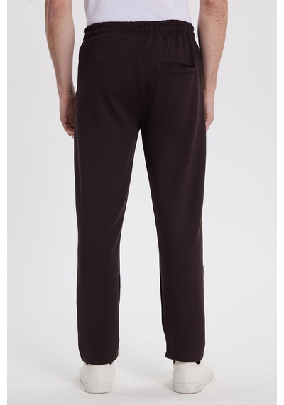 Tudors Erkek Slim Fit Dar Kesim Beli Bağcıklı 3 Cepli Geniş Paça Koyu Kahve Eşofman Altı-41912 Koyu Kahve