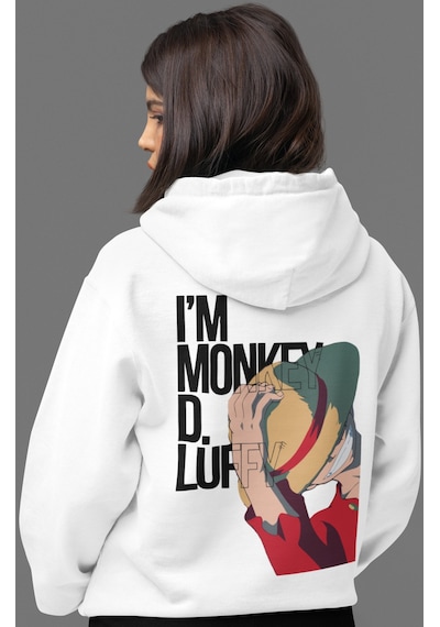 Sevbano Im Monkey D. Luffy One Piece Anime Sırt Baskılı Unisex Oversize P beyaz