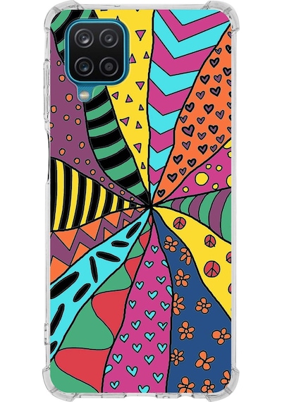 Samsung Galaxy A22 Uyumlu Retro Color 4 Baskılı Şeffaf Köşe Korumalı Antişok Kılıf