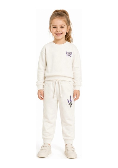 Rony Pony Kids Kız Çocuk Krem Kelebek Ve Lavanta Nakışlı Pamuklu 2 İplik Sweatshirt Eşofman Takımı Beyaz Mor Rony Pony Kids Kız Çocuk Krem Kelebek Ve Lavanta Nakışlı Pamuklu 2 İplik Sweatshirt Eşofman Takımı Beyaz Mor