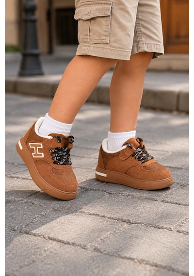 Mini Bonito Kız Erkek Çocuk Günlük Sneakers Spor Ayakkabı Şık Ve Rahat Çocuk Ayakkabısı Taba