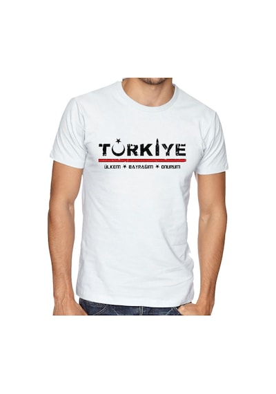 Alfa Giyim Türkiye Baskılı Tişört Beyaz