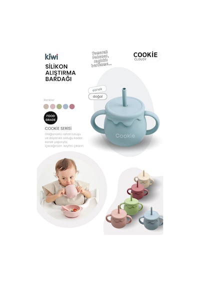 Kiwi Cloudy 11 Parça Full Silikon Bebek Beslenme Seti: Güvenli, Esnek, Bpa / Pvc İçermez