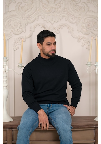 Woolen World Balıkçı Yaka Kalın Yünlü Erkek Triko Kazak Lacivert
