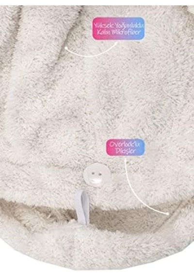 Mikrofiber Saç Havlusu Süper Emici Hızlı Kuruyan Türban Saç Havlusu Şapkası Uzun Kıvırcık Kalın Saçlar İçin Duş Saç Kurutma Havlusu, Plaj Havuz Banyo Kullanım Krem Açik Gri