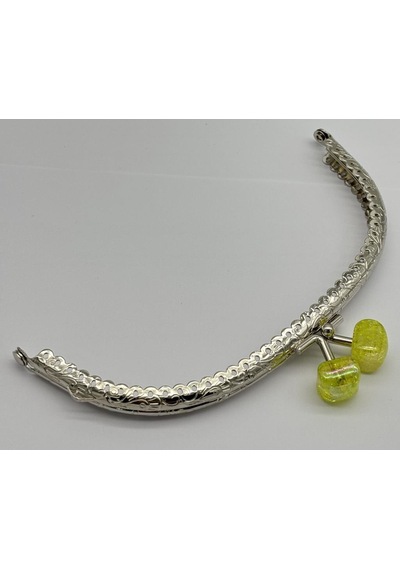Angel Çanta Aksesuar 15.5 Cm Gümüş Oval Cüzdan Çanta Klipsi Bursu Neon Yeşil