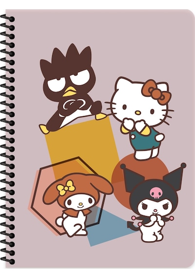 Hello Kitty And Friends 16,5 22,5 Çizgili Spiralli Karton Kapak Defter - Mor Mor