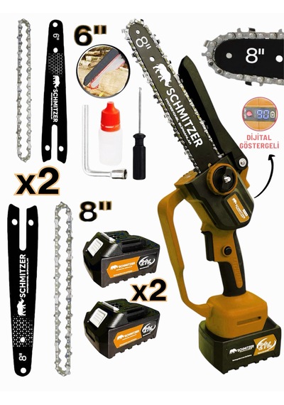 Schmıtzer 2budama-t Pro Set 21v Çelik Şanzuman 2 Pala Ve Zincir Şarjlı Dal Ağaç Kesme Bağ Budama Makas Testere