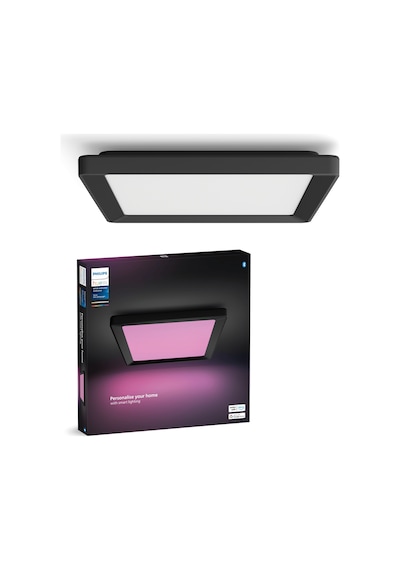 Philips Hue Tento Siyah Sıva Üstü Rgb Akıllı Led Panel Tavan Armatürü 30x30cm 1340 Lumen Renkli
