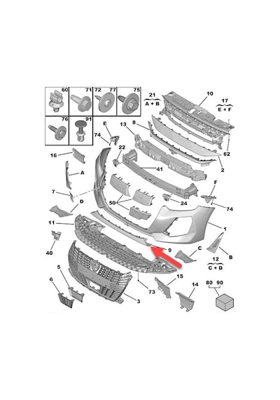 Peugeot 208 2024-2025 Ön Tampon Alt Orta Parça Sıyah Tw Oem No 98557770xt