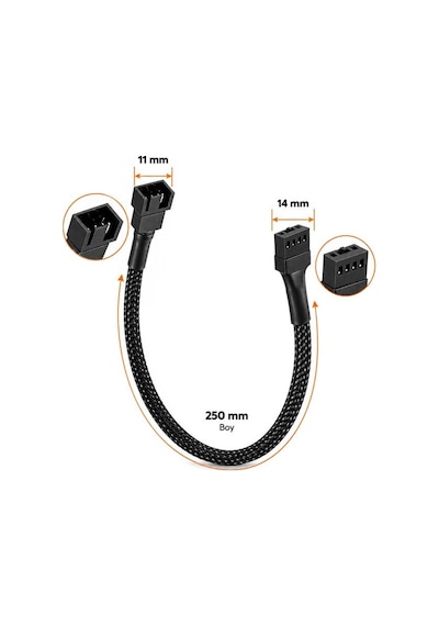 Pm-38402 25 Cm 4 Pin Pwm Erkek Dişi Fan Uzatma Kablosu Diğer