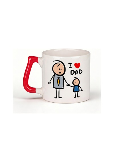 Babaya Özel I Love Dad Yazılı Kupa Bardak - Komik Tasarım Baskılı Seramik Hediye Kupa Bardak Çok Renkli