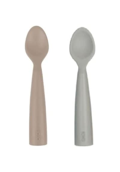 Oioi Nam Nam 2'li Silikon Mama Kaşığı - Bubble Beige / Powder Grey Bej - Gri